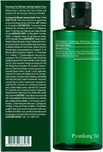 [PKY]  Ultimate Calming Solution Toner with Honeysuckle Flower, Ceramides, Hyaluronic Acid, Centella Asiatica, for Moisturized, Nourishing, Sensitive, Tired Facial Skin 3.71Fl.Oz.