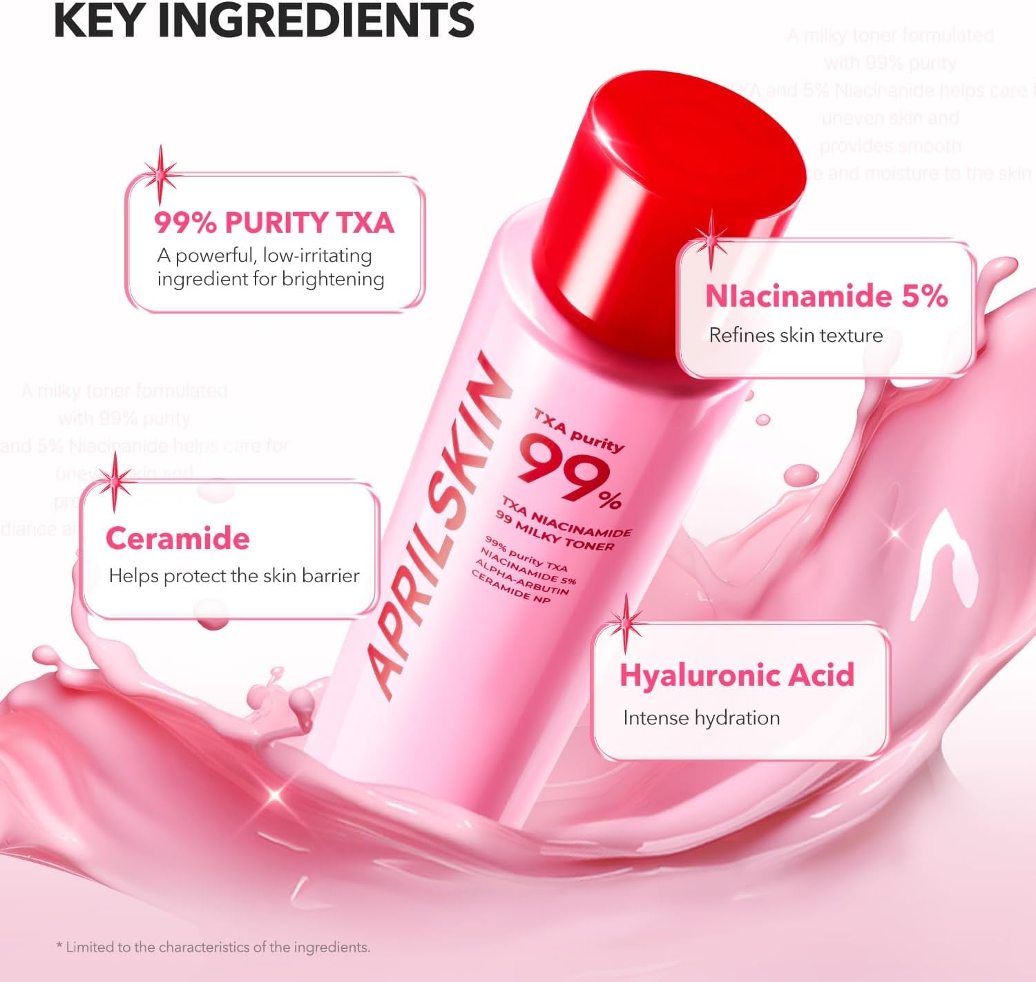 Txa+Niacinamide 99 Pink Milky Toner | 99% High-Purity TXA 3%+ Niacinamide 5% for Brightening | Highly Concentrated Cream Toner | Deep Moisturizing Formula for Dull Skin | 5.07 Fl.Oz.