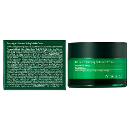 PKY Ultimate Calming Solution Cream for Sensitive Skin with Patented Ingredients, Moisturizer Intensely Calms & Soothes Redness with Cica & Tea Tree, Korean Skincare (1.01 Fl. Oz, 30Ml)