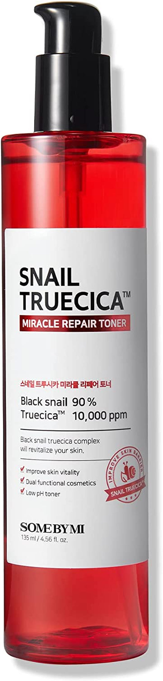 Snail Truecica Miracle Repair Toner - 4.6Oz, 135Ml - Made from Snail Mucin for Sensitive Skin - Daily Repair Face Toner with Skin Texture and Pigmentation Care - Korean Skin Care