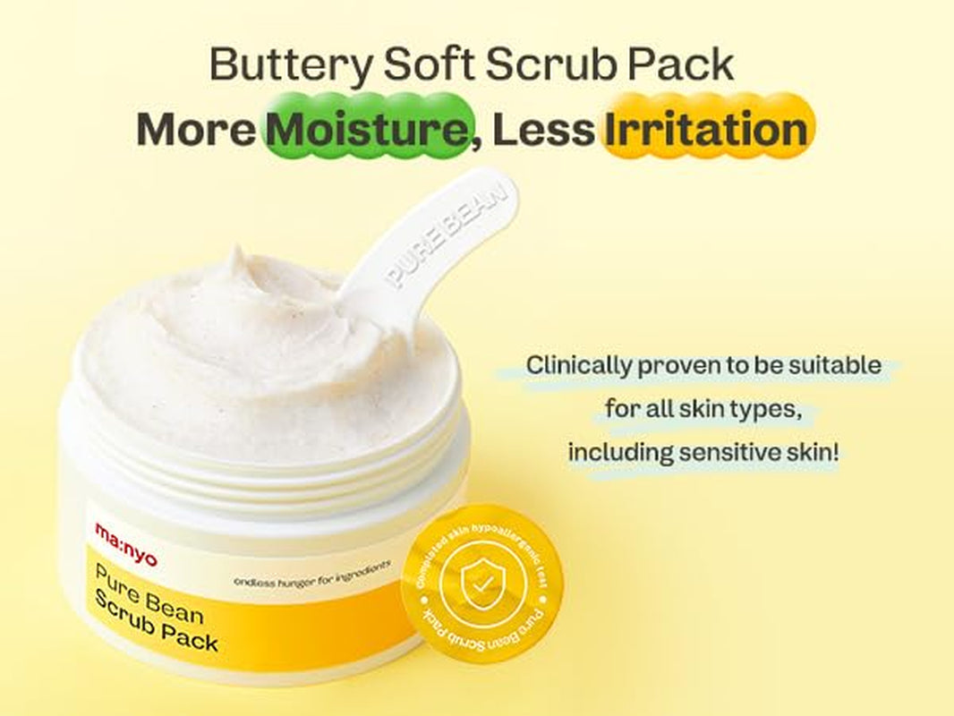 Pure Bean Scrub Pack - Daily Facial Scrub, Gentle Exfoliate & Pore Care (100G/3.52Oz) - Hydration & Smoothness