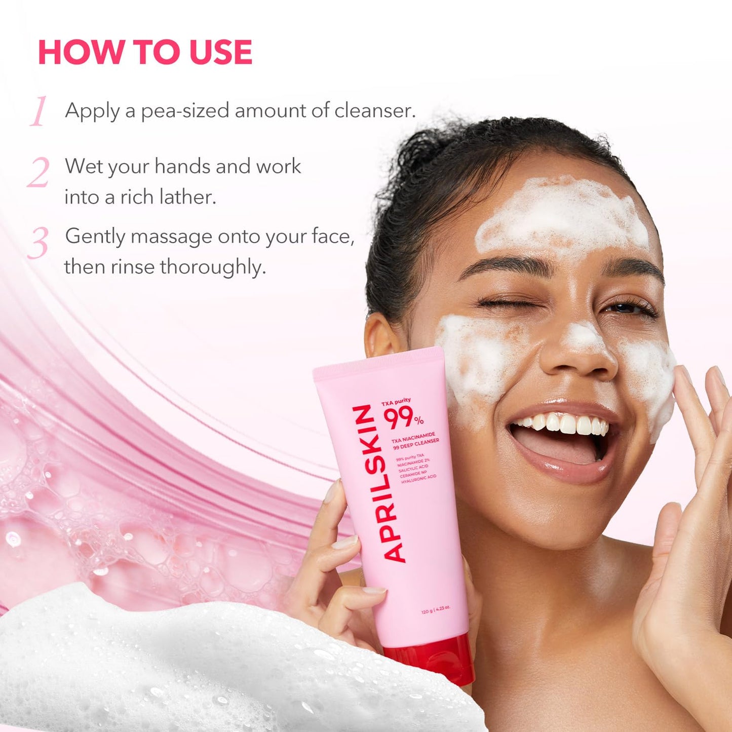 TXA Niacinamide 99 Pore Care Pink Bubble Gum Deep Cleanser | 99% High-Purity Txa+Niacinamide | All-In-One Cleanser: Deep Cleansing, Blackhead Care, Pore Care, Moisturizing | 4.23 Fl.Oz.