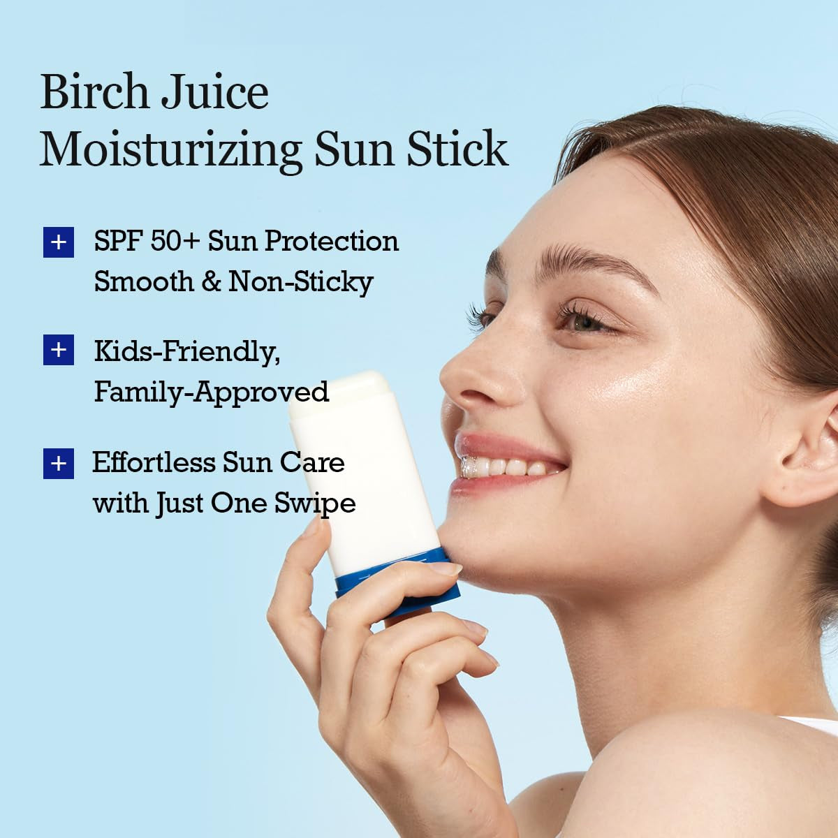 Birch Juice Moisturizing Sun Stick SPF 50 | Korean Sunscreen Stick for Face and Body, No White Cast, Outdoor & Travel-Friendly 0.67Oz