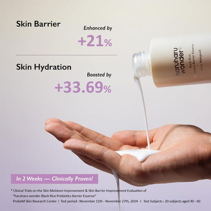 Wonder Black Rice Probiotics Barrier Essence 4.05 Fl. Oz., Essence Toner to Strengthen Skin Barrier with Ceramides, Fermented Ingredients, Milky Essence, Moisturizing, Plumping