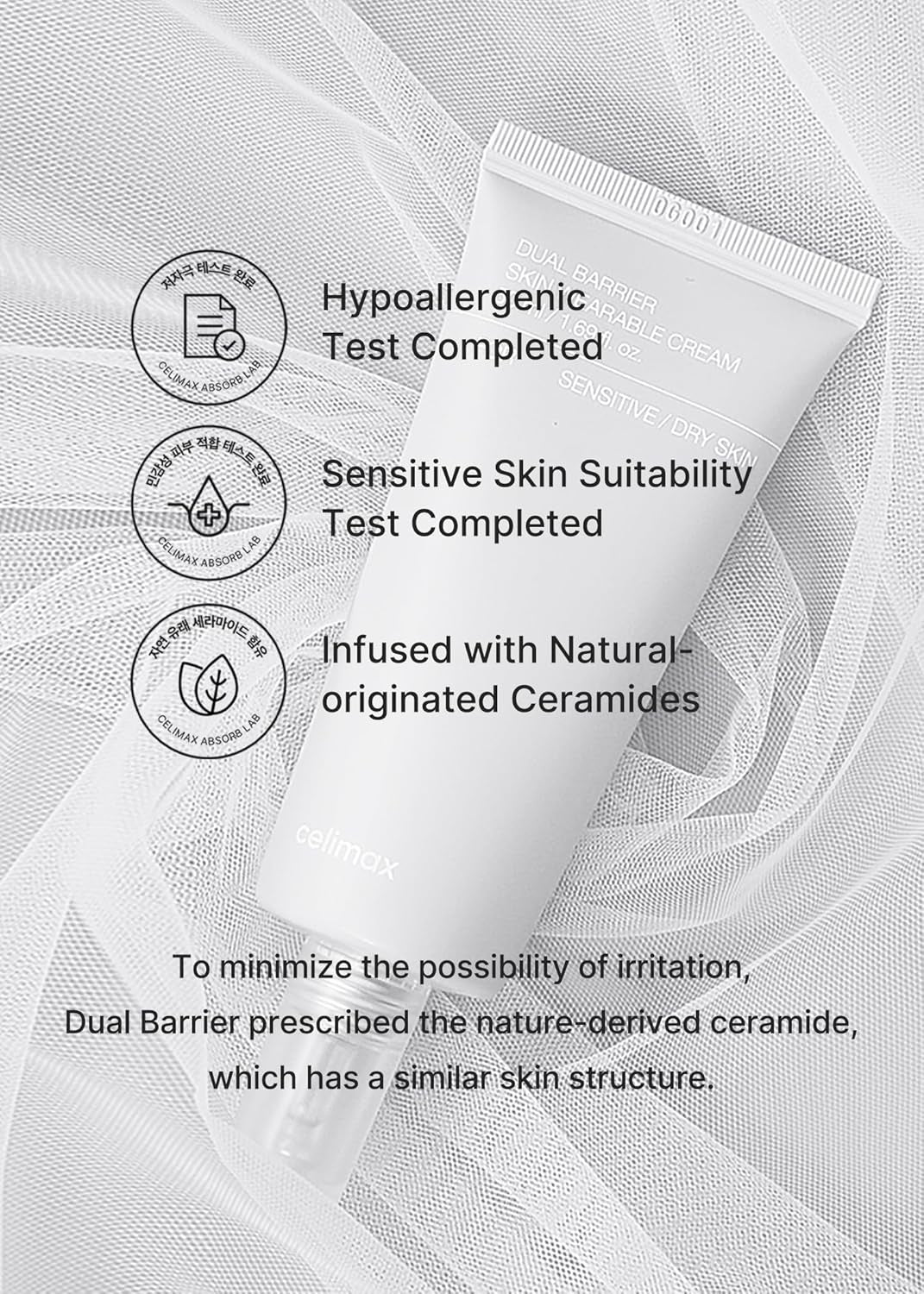 Dual Barrier Skin Wearable Cream | Long Lasting Cream Face Moisturizer with Ceramides, Hyaluronic Acid, Moisturizing, Hydrating, Soothing, Repairing, Day & Night Cream, 50Ml