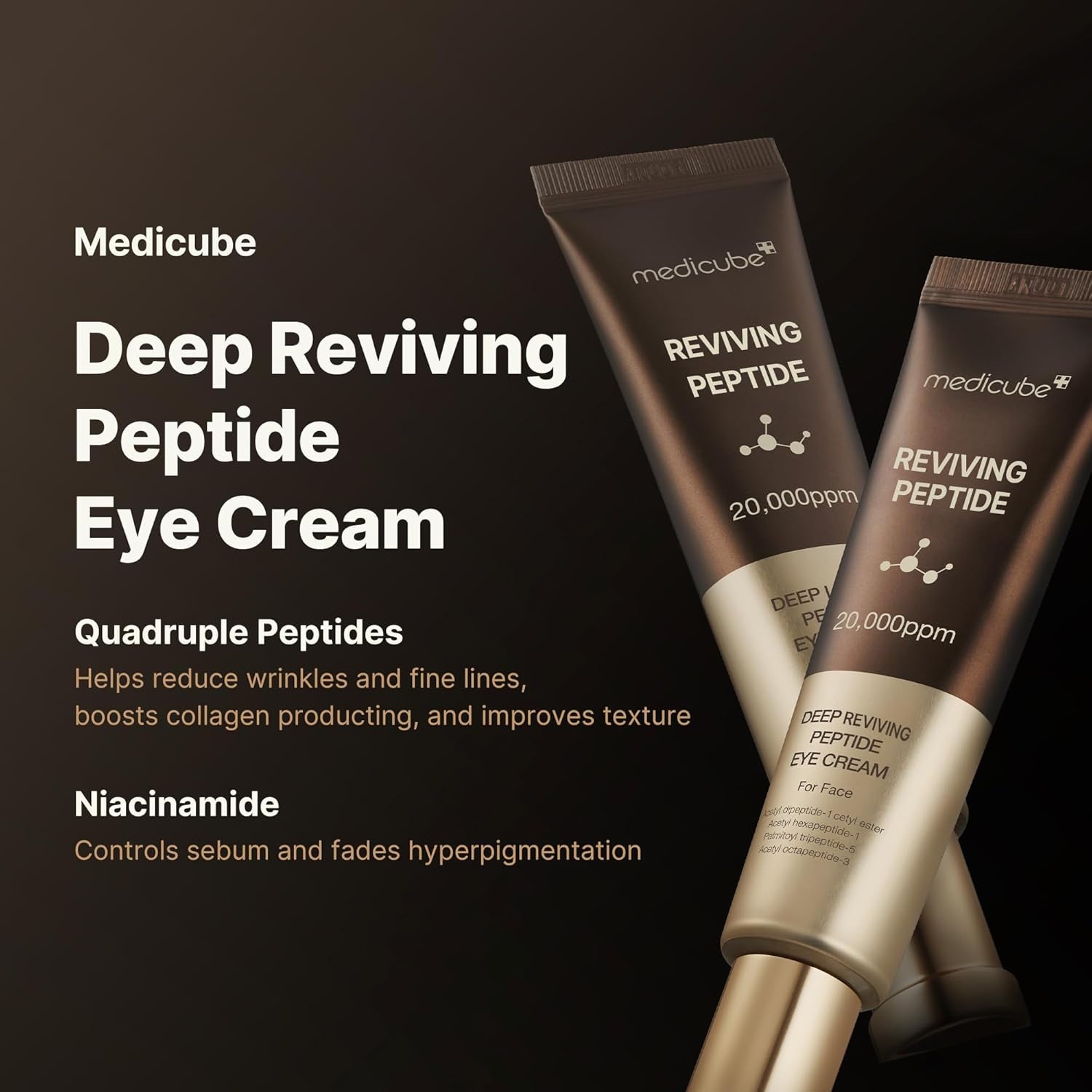 Deep Reviving Peptide Eye Serum 1.01 Fl. Oz., | Eye Treatment Serum with Quadruple Peptides, Niacinamide, and Squalane | Reduces Signs of Aging and Fine Lines
