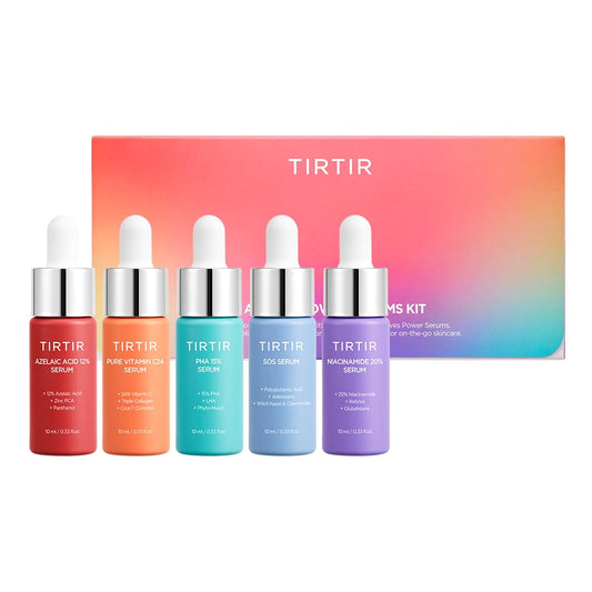 5 Actives Power Serums Kit – Korean Skin Care Set with Vitamin C, Niacinamide, Azelaic & Hyaluronic Acid, Hydrating Serum, Radiance Boost, Nourishment, Travel Essentials, Skincare Gift
