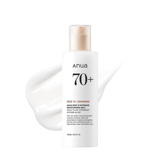 Rice 70 Intensive Moisturizing Milk, Lotion for Deep Hydration and Nourishing, Glowy Glass Skin, Rice Water, Niacinamide, Ceramides, Lightweight, Korean Skincare, 150Ml/ 5.07 Fl.Oz.