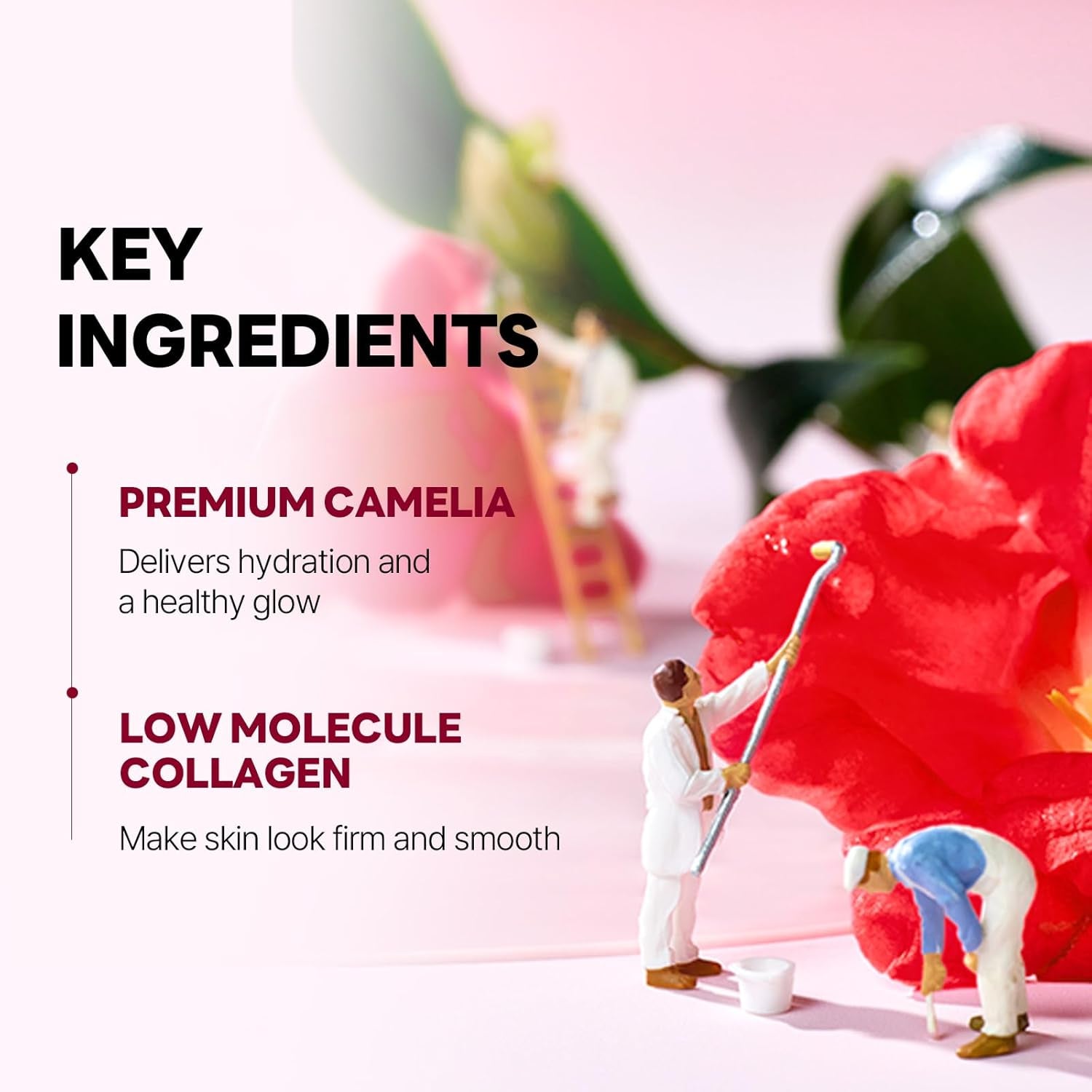 Camellia Collagen Mask, 30Min Hydrogel Mask, Quick Hydration, Firming&Pore Minimizing, for Sensitive Skin, Micro Molecule Collagen, Facial Mask, 34 G/1.19 Fl Oz 4Ea