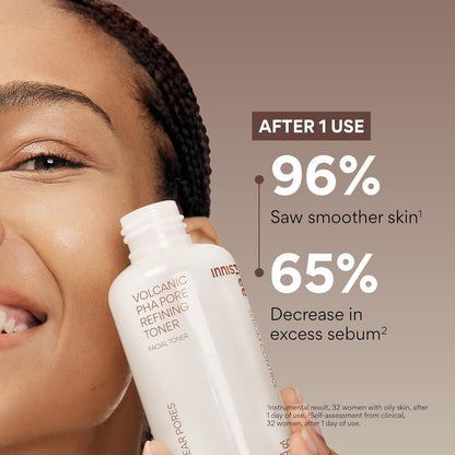 Innisfree Volcanic PHA Toner, Korean Skincare with AHA & BHA, Refines Texture, Controls Oil, Exfoliating Face Treatment