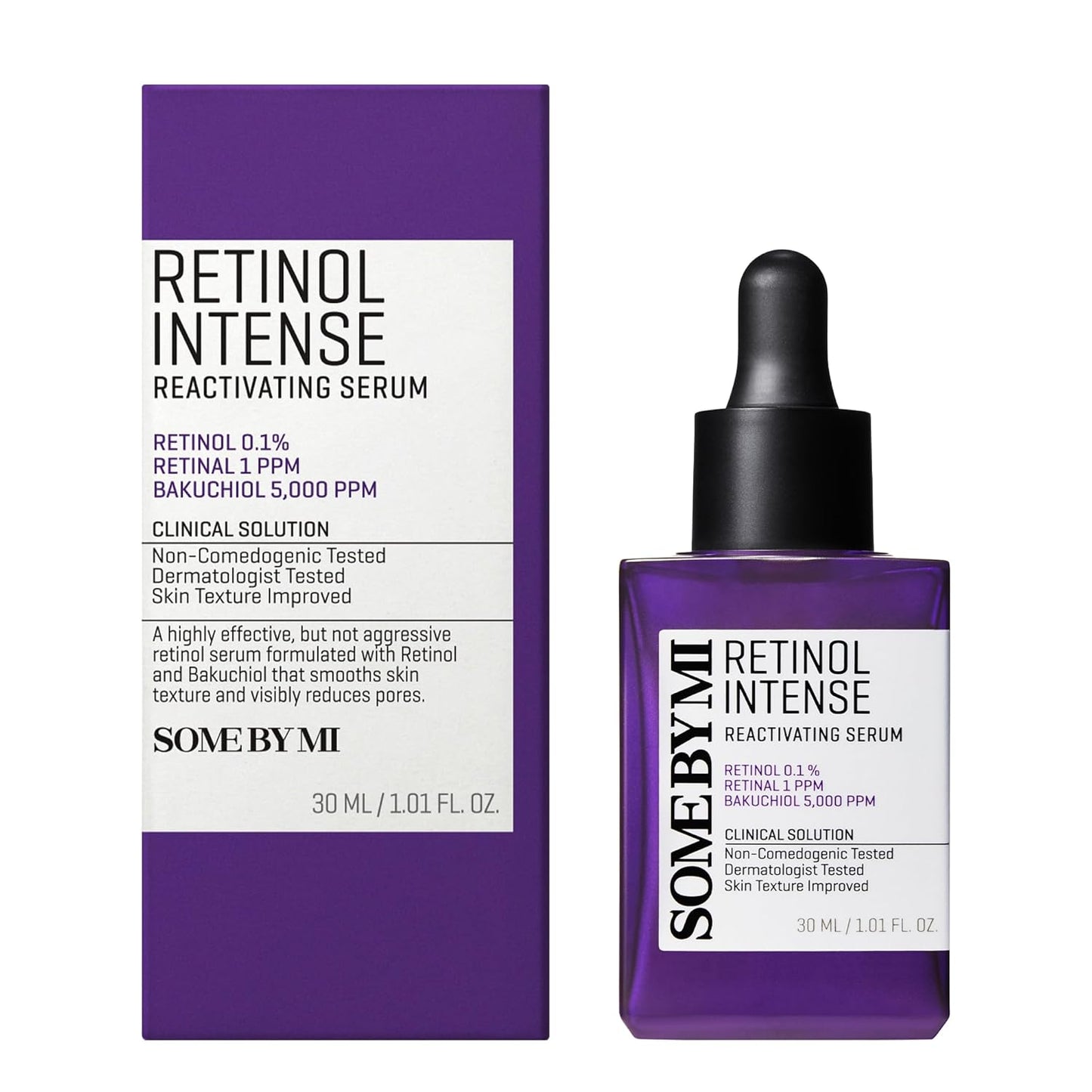 Retinol Intense Reactivating Serum – 1.01Oz, 30Ml – Korean Bakuchiol Retinol Serum for Face Firming – Improves Signs of Aging, Minimizes Pore Size & Refines Skin Texture – Korean Skin Care