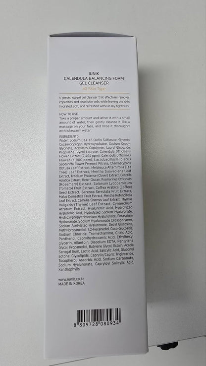 Low Ph Calendula Balancing Foam Gel Cleanser for All Skin Types – Face Wash with Centella Asiatica & Beta Glucan – Gentle Hydrating Mild Facial Cleanser 5.07 Fl. Oz. Korean Skincare
