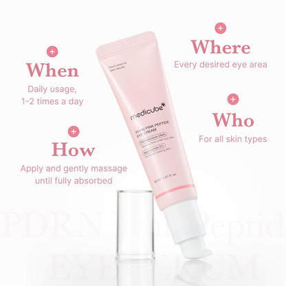 Salmon DNA PDRN Pink Peptide Eye Serum with Niacinamide and 99% Purity Retinol for Fine Lines, Uneven Skin Tone, Korean Skin Care 1.01Fl.Oz