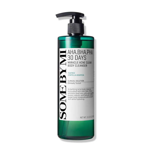 AHA BHA PHA 30 Days Miracle Acne Clear Body Cleanser - 13.5Oz, 400Ml - Daily Exfoliating Tea Tree Acne Body Wash with Salicylic Acid - Deep Cleanses Sebum and Impurities - Korean Skin Care