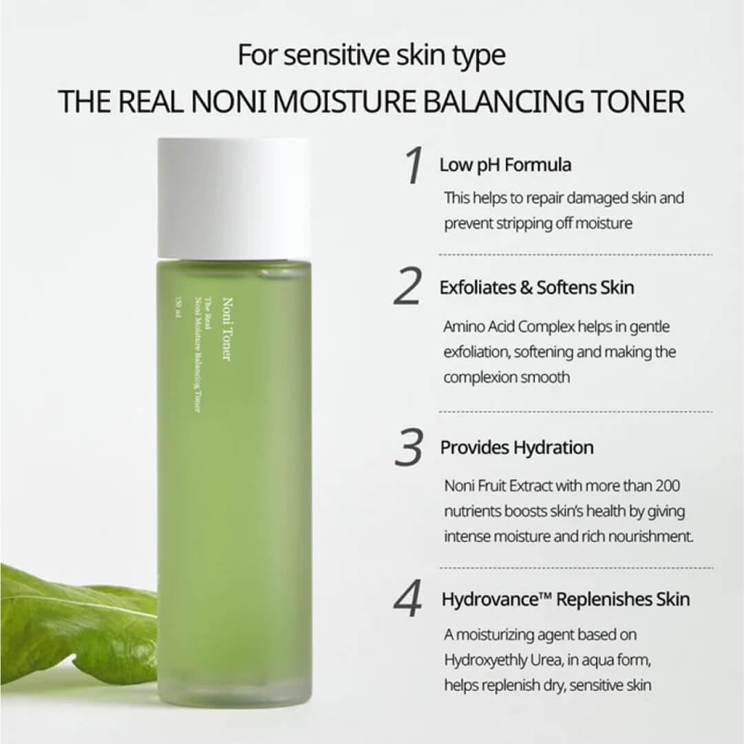 Noni Moisture Balancing Toner | with Noni Extract, Facial Astringent, Hydrating, Exfoliating, for Sensitive Dry Skin, Fine Lines, Korean Skincare, 150Ml