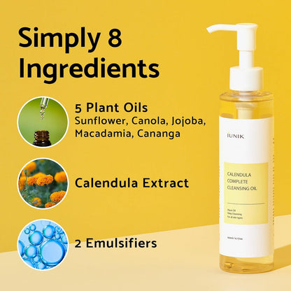 Calendula & Jojoba Oil-Infused Vegan Cleansing Oil – Gentle Blackhead Melting & Makeup Remover Facial Cleanser W/Plant-Based Oils Korean Skincare