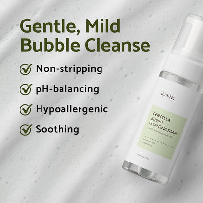 Centella Bubble Foaming Vegan Facial Cleanser - 69% Centella Asiatica Extract, Soothing, Moisturizing, Exfoliating, Removes Pore Blackheads, Whiteheads, 5.07 Fl Oz