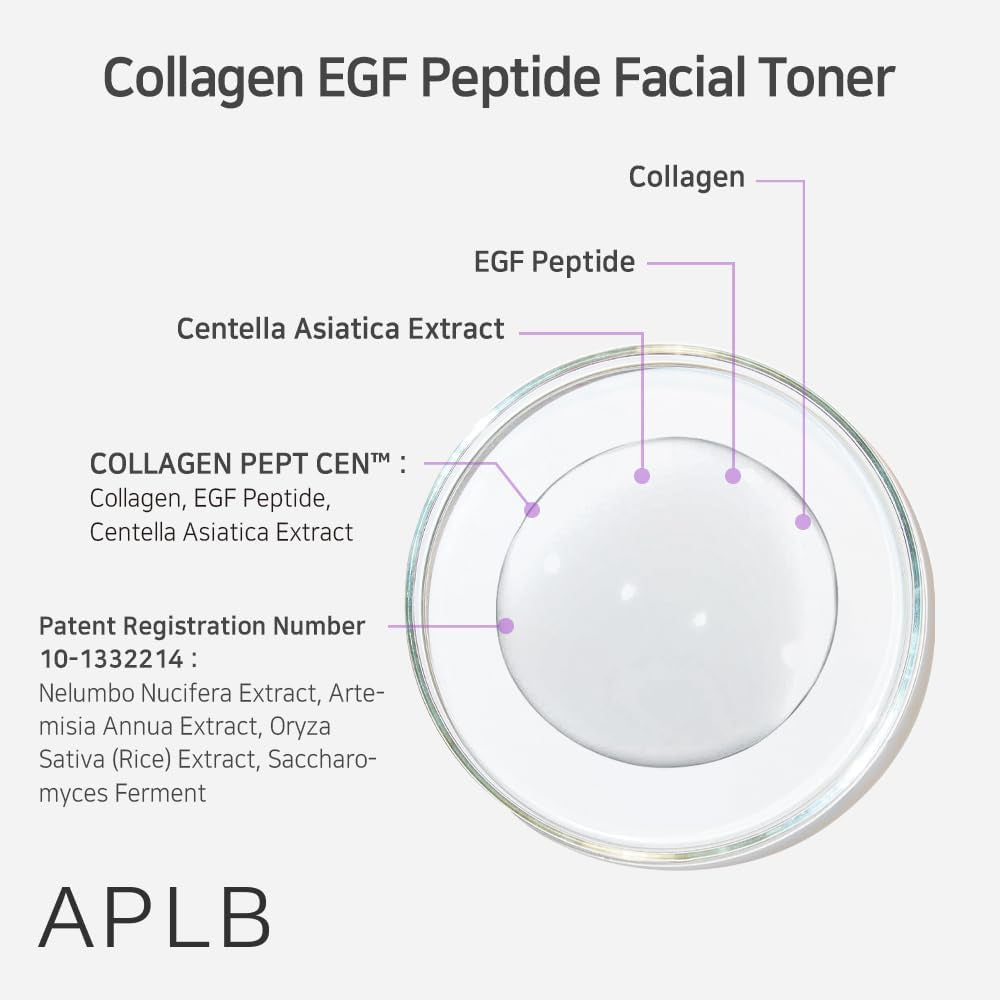 Collagen EGF Peptide Facial Toner | Collagen PEPT CEN™ 19.8% 5.41 Fl.Oz/Korean Skincare, Elasticity Care, Replenishing Moisture, Revitalize for Gentle and Improve Skin Texture