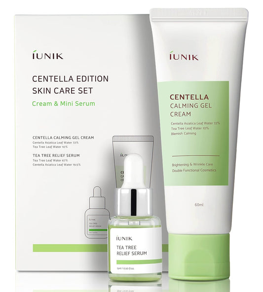 Centella Edition Skincare Set (Cream 2.02 Fl.Oz. & Mini Serum 0.51 Fl.Oz.) - Centella Asiatica and Tea Tree Leaf Waters to Soothe, Calm, Moisturize, and Protect the Skin