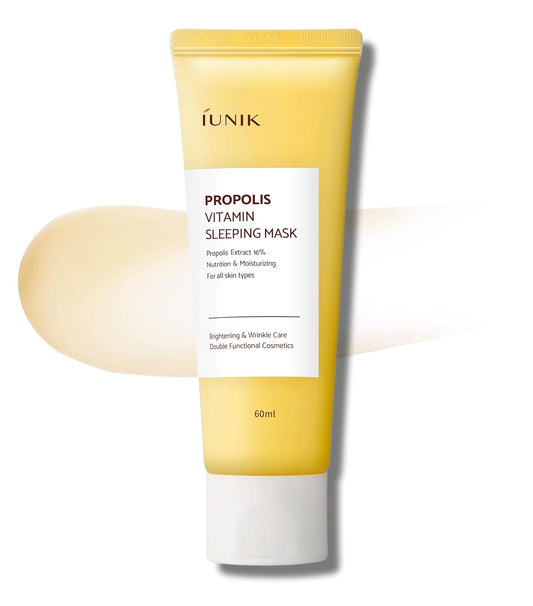Propolis Vitamin Glow Sleeping Mask Night Moisturizer Cream 2.03 Fl Oz Overnight Moisturizing Cream Tea Tree Centella Asiatica Extracts Anti-Sagging Even Tone Rehydrate Firm Maturing Skin VEGAN