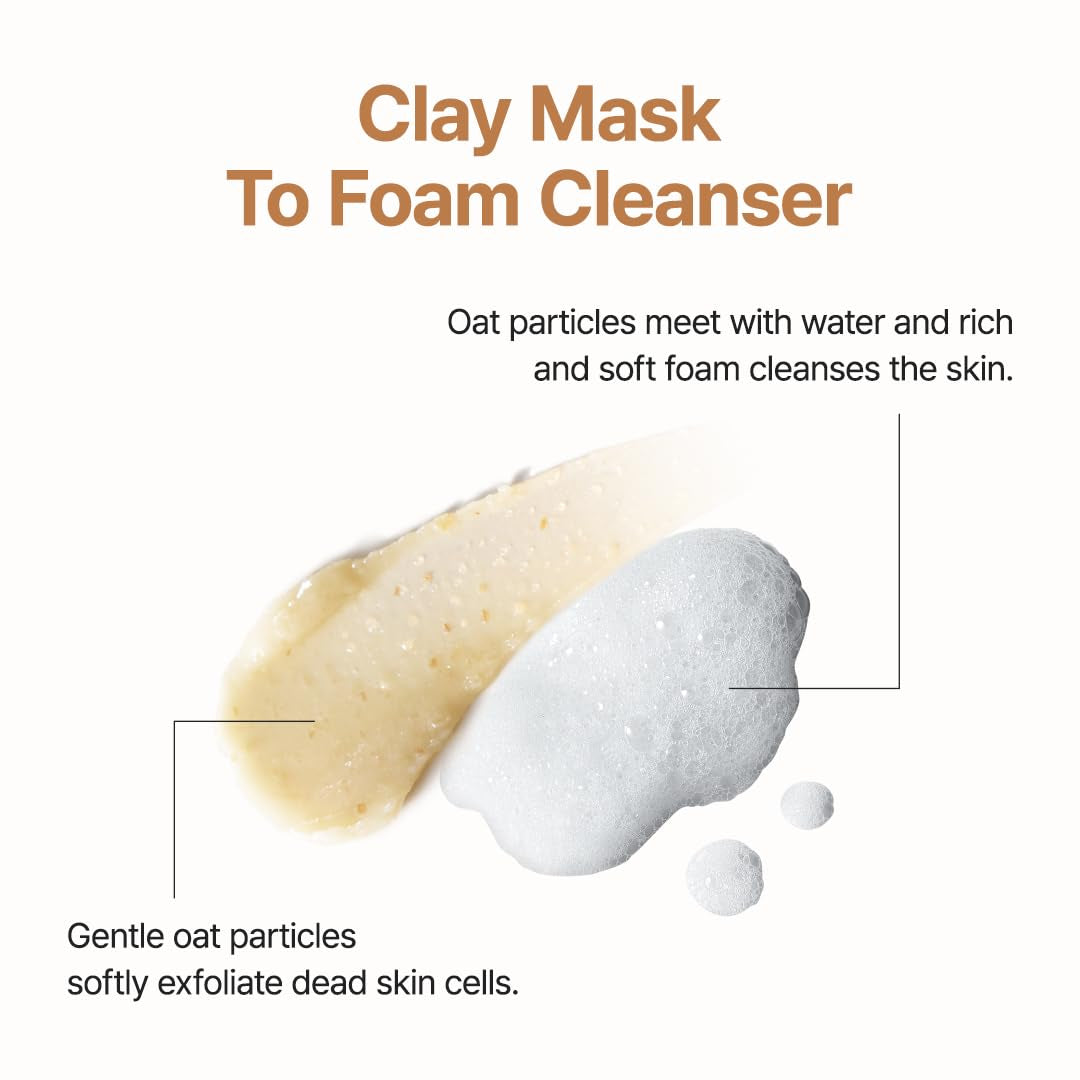 Oat Exfoliating Facial Polish Cleanser - Hydrating Daily Face Wash with Gentle Scrub Clay Pore Minimizing Panthenol, Oat Seed Water Vegan, Non-Comedogenic Korean Skin Care 5.07 Fl.Oz