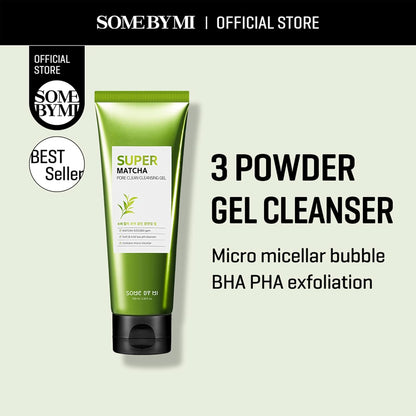 Super Matcha Pore Clean Cleansing Gel - 3.38Oz, 100Ml - Made from Matcha Extracts for Sensitive Skin - Mild Daily Face Wash for Pore Tightening, Sebum and Blackheads Care - Korean Skin Care