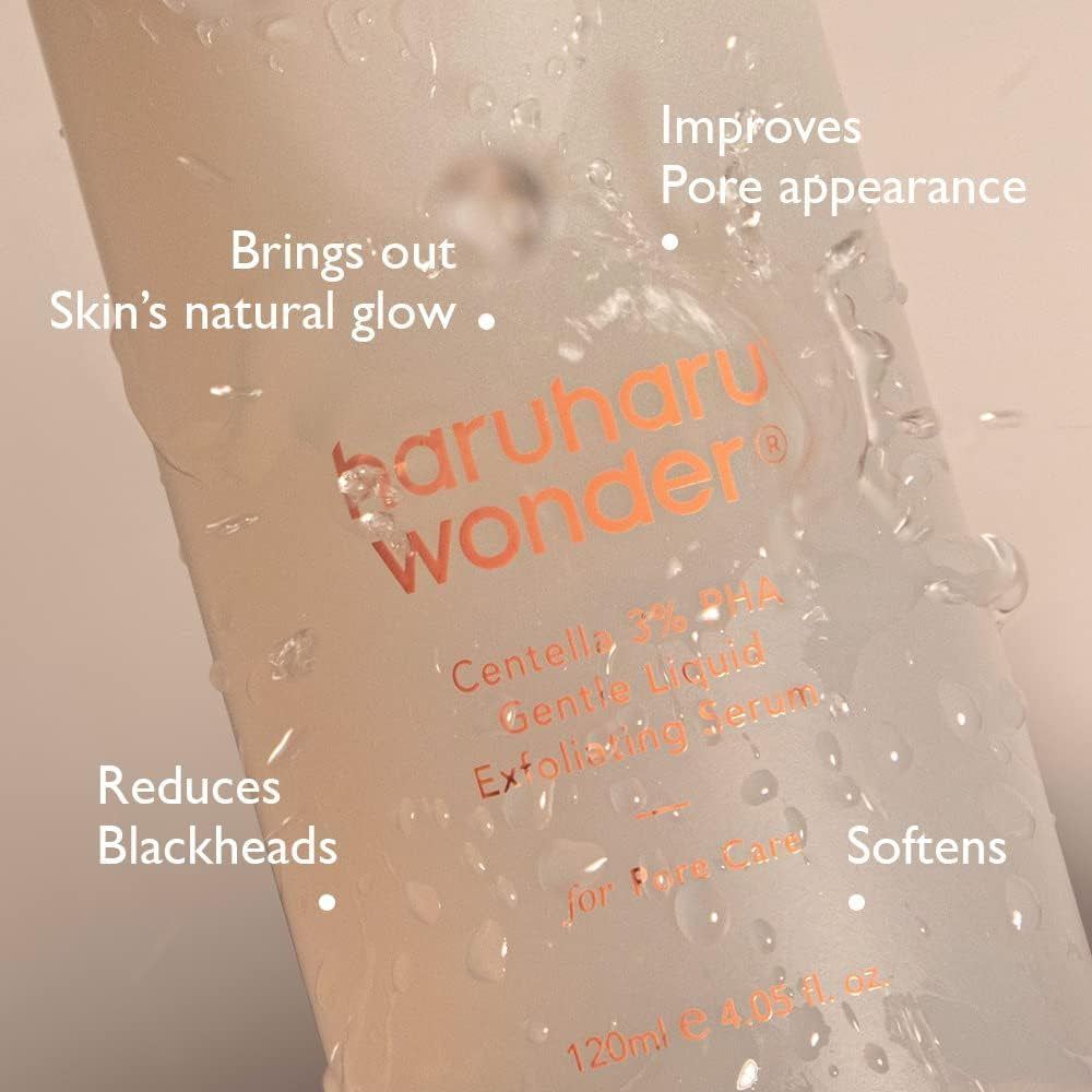 Wonder Centella 3% PHA Gentle Liquid Exfoliating Serum 4.06 Fl Oz, Gentle Exfoliator, Formula for Sensitive Skin, Glow Facial Serum, Vegan, Cruelty Free, Korean Skincare
