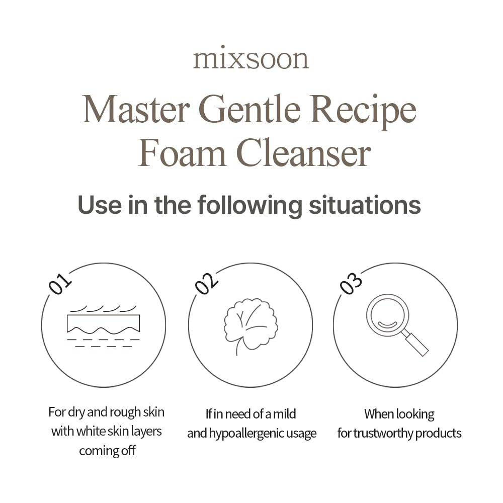 ] Master Gentle Recipe Foam Cleanser 5.07 Fl Oz / 150Ml | Mild Exfoliation Cleanser for Dry and Sensitive Skin That Improves Skin Texture and Sebum Care | Vegan, Cruelty Free