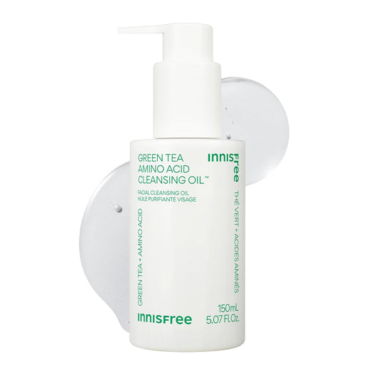 Green Tea Amino Acid Cleansing Oil, Hydrating Korean Face Wash with Jojoba, Makeup Remover, Sunscreen Dissolving Formula