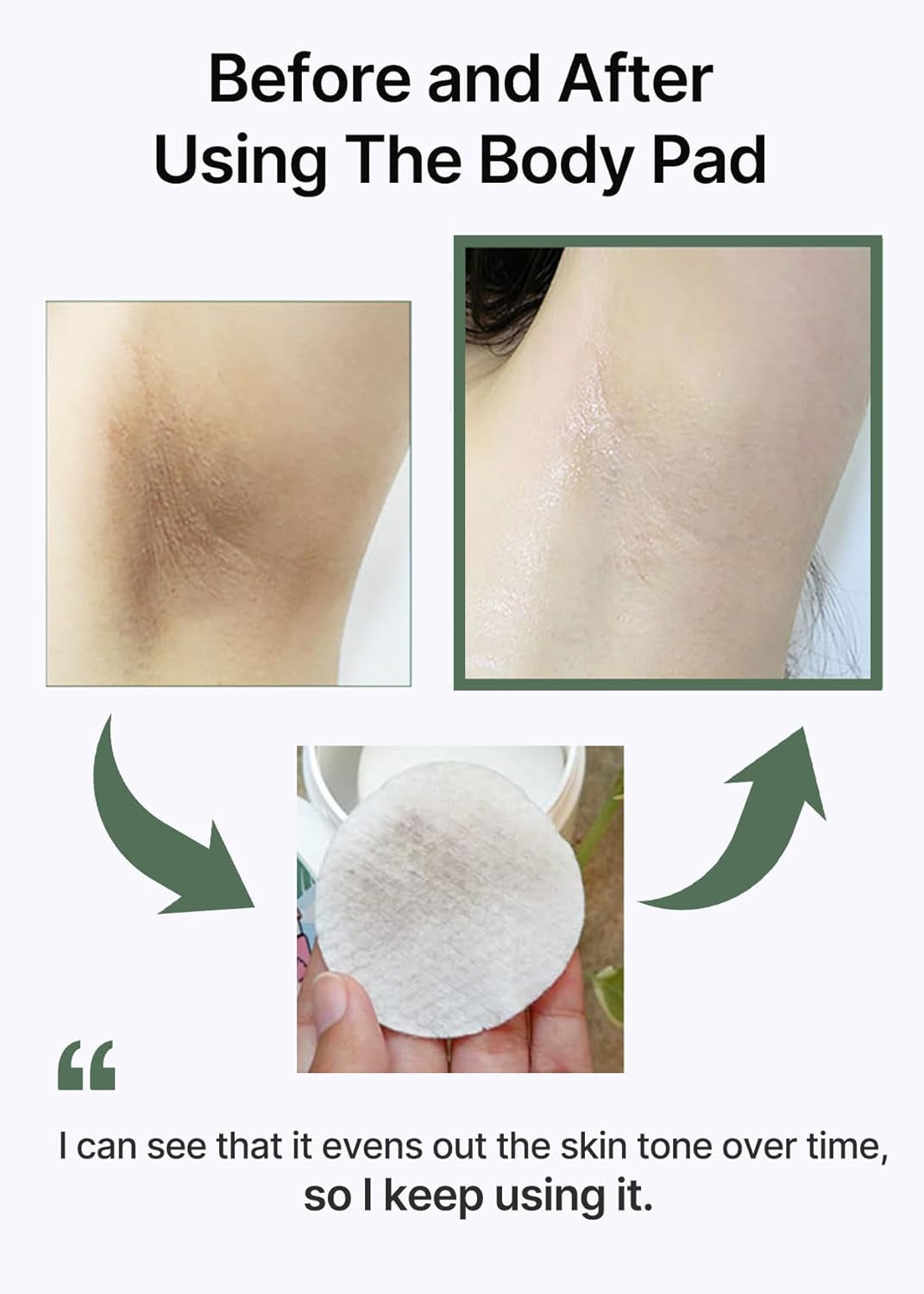 ONE STEP Body Brightening Pad | with Green Tea & White Truffle, for Armpit under Arm, Knee & Elbow, Dark Spot & Skin Pigmentation, Exfoliating, Hydrating Body Scrub,110Ml (60 Pads)