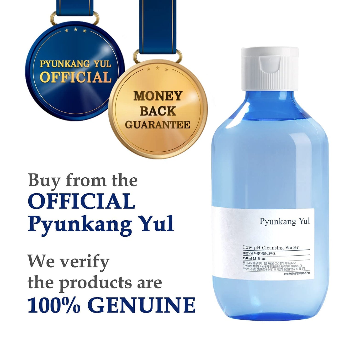 PKY Low Ph Cleansing Water Makeup Remover Face Cleanser with Witch Hazel and AHA - Cica, Tea Tree Extract Natural Ingredients Ceramide Micellar Water 9.8 Fl Oz