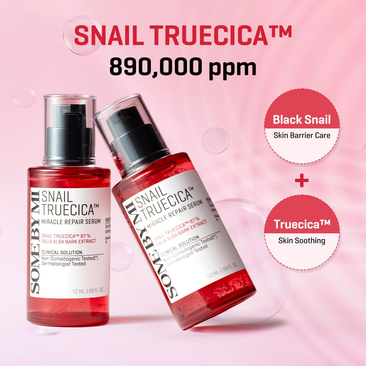 Snail Trucica Miracle Repair Serum - 1.69Oz, 50Ml - Made from Snail Mucin for Sensitive Skin - Daily Repair Face Serum for Post Acne Marks and Strengthen Skin Barrier - Korean Skin Care
