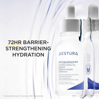 ATOBARRIER365 Hydro CERA-HA Face Serum with Ceramide, Hyaluronic Acid, and Niacinamide for Skin Moisture Barrier Repair | Deep Hydration, Suitable for Dry & Sensitive Skin, 30ML / 1.01 Fl.Oz.