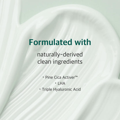 Pine Calming Cica Cream 1.69 Fl Oz, Low-Acidic Soothing Moisturizer with Pine Cica, BHA + LHA, and Hyaluronic Acid for Skin Barrier Support, Sebum Control, and Hydration, Korean Skincare