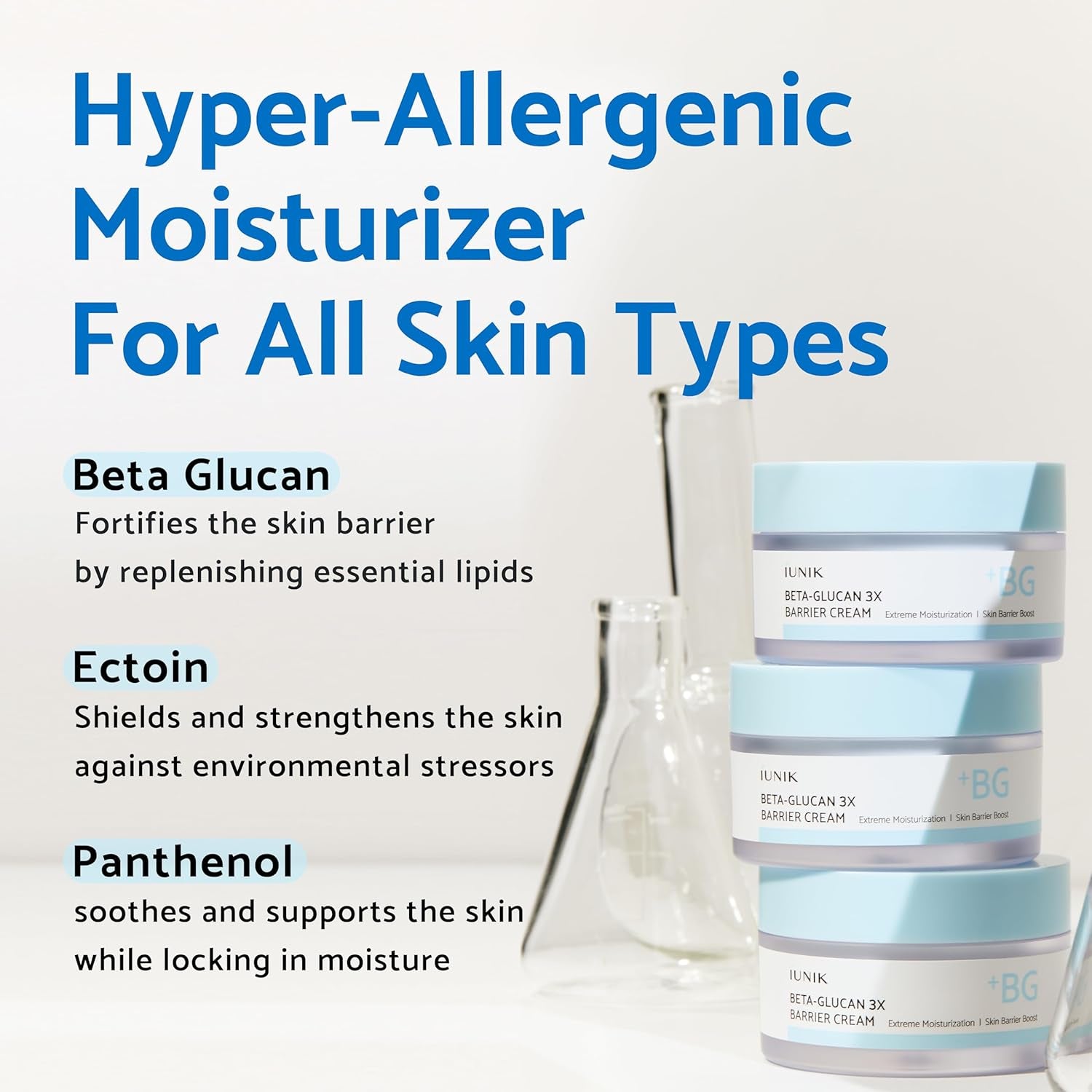 Beta-Glucan Non-Sticky Deep Moisture Hydration 3X Barrier Cream Day&Night Moisturizer Quick Absorption Barrier Strengthening for Sensitive Dry Skin with Shea Butter Panthenol Korean Skincare