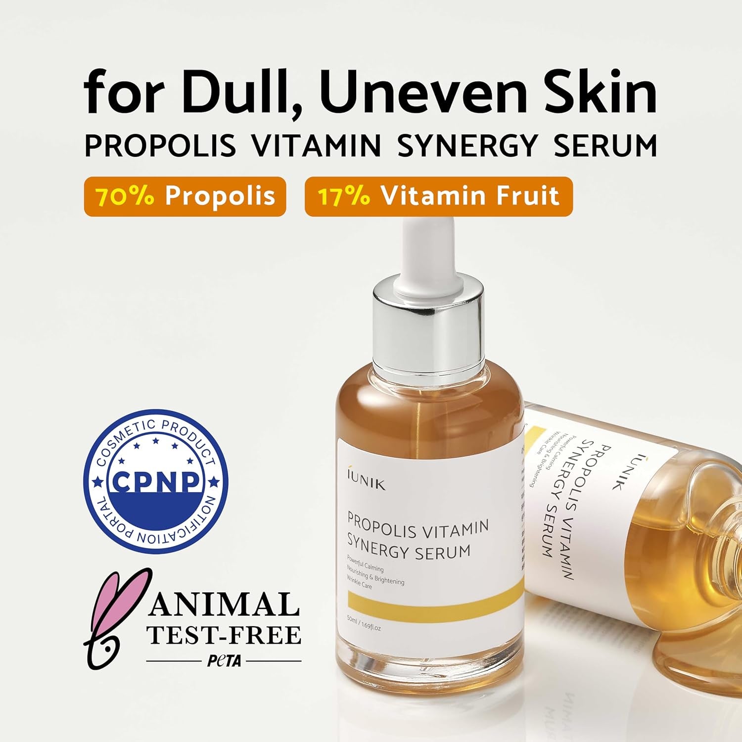 Propolis 70% Vitamins 17% Synergy Serum - Centella Asiatica Calming Soothing Deep Nourishing for Dry Dull Spot Hyperpigmentation Sensitive Acne-Prone Skin No Pore Clogging Korean Skincare