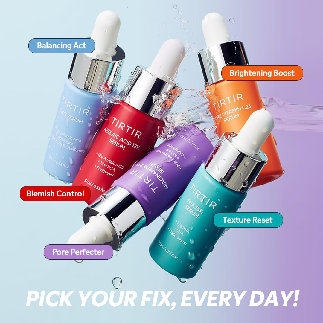 5 Actives Power Serums Kit – Korean Skin Care Set with Vitamin C, Niacinamide, Azelaic & Hyaluronic Acid, Hydrating Serum, Radiance Boost, Nourishment, Travel Essentials, Skincare Gift