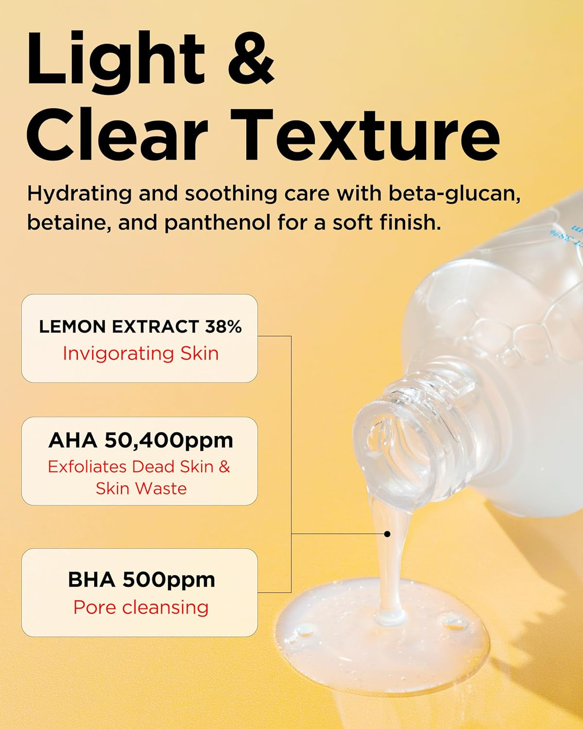 AHA BHA Lemon Facial Toner 5.07 Fl Oz / 150 Ml | Vitamin C and Lemon Extract, AHA, BHA, Calming and Soothing Moisturizer | Natural Ingredients, Vegan Toner, Cruelty Free