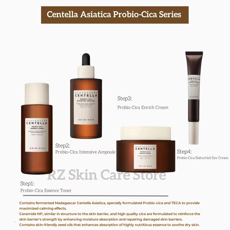 SKIN1004 Centella Skincare Korean 4Pc/Set Madagascar Moisturize Toner Serum Whitening Cream Face Wash Cleansing Oil Essence