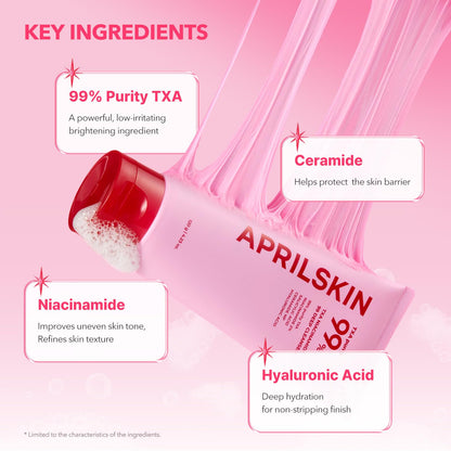 TXA Niacinamide 99 Pore Care Pink Bubble Gum Deep Cleanser | 99% High-Purity Txa+Niacinamide | All-In-One Cleanser: Deep Cleansing, Blackhead Care, Pore Care, Moisturizing | 4.23 Fl.Oz.