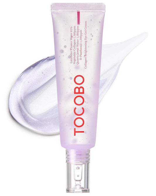 Collagen Brightening Eye Gel Cream – Korean Vegan under Eye Treatment for Dark Circles & Puffy Eyes – Lightweight, Hydrating Formula with Niacinamide & Lavender – Brightens Fine Lines, 1Oz