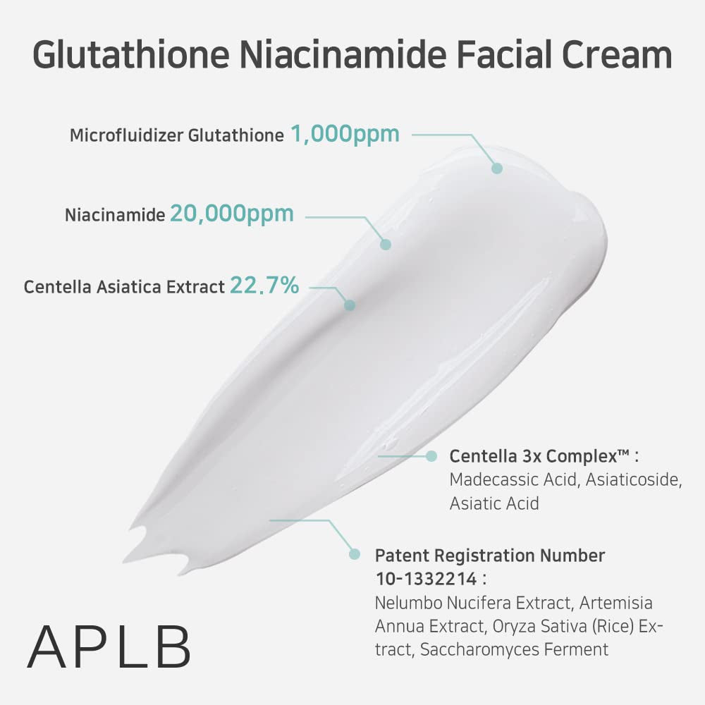 Glutathione Niacinamide Facial Cream | LIPO GLUTA NIAC CEN™ 24.8% 1.86 Fl.Oz/Korean Skincare, Deep Hydration, Niacinamide, Improve Skin Elasticity, Improve Skin Texture