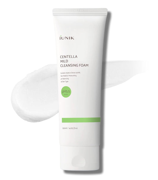 Centella Mild Facial Foaming Cleanser - Non-Stripping Sub-Acid W/Centella Asiatica 49% Moisturizing Ph Balancing for Oily Dry Senstivie Acne-Prone Skin Vegan Korean Skincare