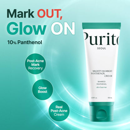 Post-Acne Moisturizer, Recovery & Glow Boost, Silicone-Free, Non-Comedogenic, Vegan, Korean Skincare, Mighty Bamboo Panthenol Cream, 3.38 Fl Oz / 100Ml
