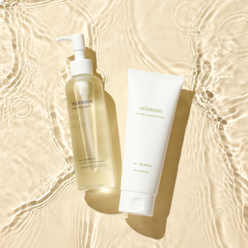 Cleansing Set - Centella Foam 5.07 Fl. Oz / 150Ml & Bean Oil 6.59 Fl. Oz / 195Ml (Double Cleansing Set) Korean Glass Skin Care