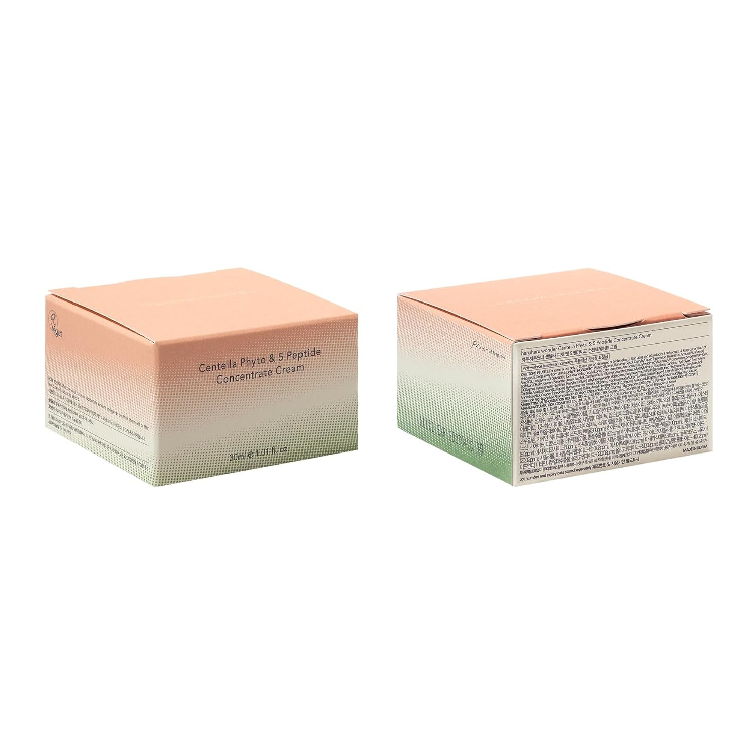 Wonder Centella Phyto & 5 Peptide Concentrate Cream, 1.01 Fl. Oz, Daily & Night Cream, Nourishing, Wrinkles Improvement for All Skin Types, Vegan, Cruelty-Free, Korean Skincare