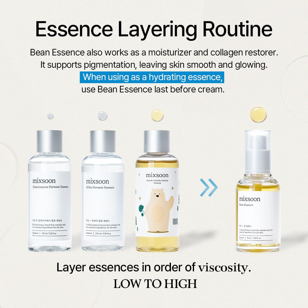 Bean Essence Exfoliating Hydrating Korean Skin Care Glass Skin Hyaluronic Acid Serum 1.69 Fl Oz (Pack of 1)