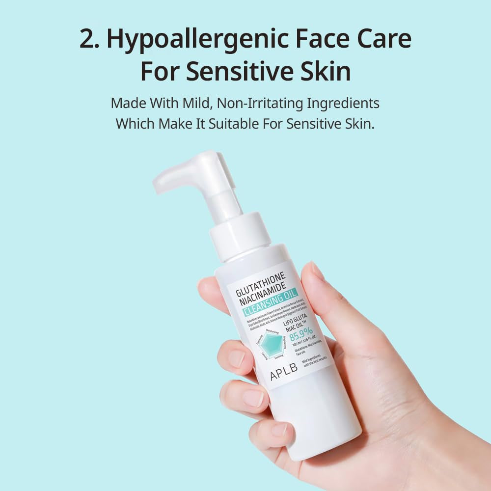 Glutathione Niacinamide Cleansing Oil | LIPO GLUTA NIAC OIL™ 85.9% 3.55 Fl.Oz/Korean Skincare, Makeup Remover for Sensitive Skin, Moisturize, Blackhead Care