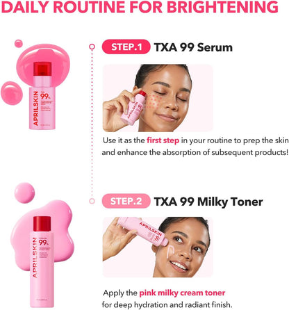 Txa+Niacinamide 99 Pink Milky Toner | 99% High-Purity TXA 3%+ Niacinamide 5% for Brightening | Highly Concentrated Cream Toner | Deep Moisturizing Formula for Dull Skin | 5.07 Fl.Oz.