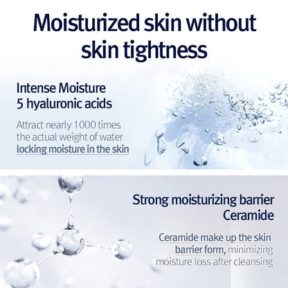 PKY Low Ph Cleansing Water Makeup Remover Face Cleanser with Witch Hazel and AHA - Cica, Tea Tree Extract Natural Ingredients Ceramide Micellar Water 9.8 Fl Oz